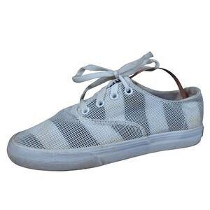 Supra Women Casual Sneaker Size 5.5 Everyday Low Top Mesh White Striped Shoe